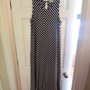 Anthropologie navy/white striped maxi
